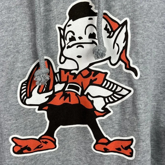 CLEVELAND BROWNS Men's Sweatshirt Sz Small Gray Retro Logo Hoodie 47 Brand NWT - Picture 4 of 5